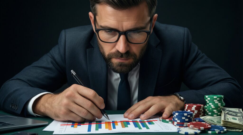 การบริหารเงินทุน (Bankroll Management) แบบมืออาชีพ: ตั้งงบ ขนาดเดิมพัน และจุดหยุดแพ้/หยุดชนะ - иллюстрация