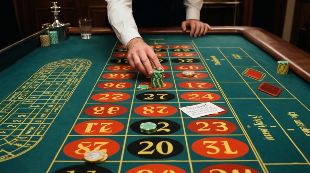 แนวทางเดิมพันรูเล็ตแบบความเสี่ยงต่ำ: Outside Bets, การกระจายเงิน และการจัดการสตรีคแพ้ - иллюстрация