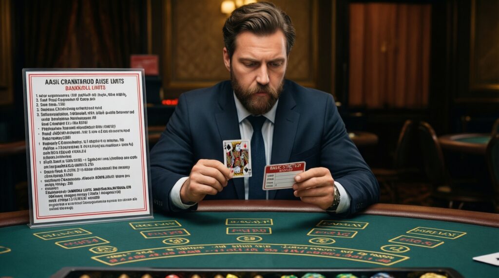 การบริหารความเสี่ยงในแบล็คแจ็ค: เลือกโต๊ะ กฎเกม (S17/H17, DAS, 3:2/6:5) และผลต่อโอกาสชนะ - иллюстрация