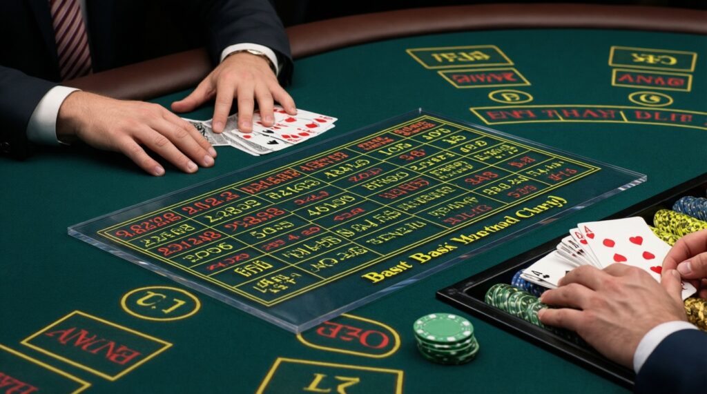 - แผนเล่นแบล็คแจ็คด้วย Basic Strategy: ตารางตัดสินใจที่ช่วยลด house edge - иллюстрация